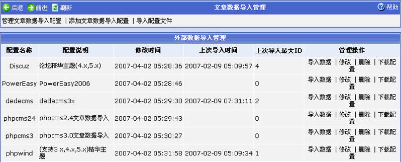 Phpcms外部数据导入