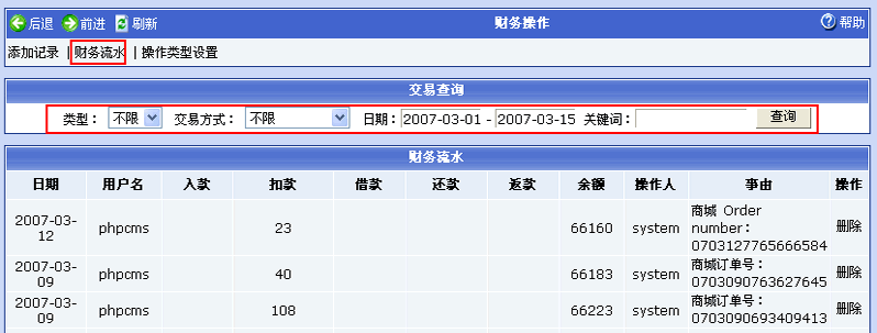 Phpcms支付管理