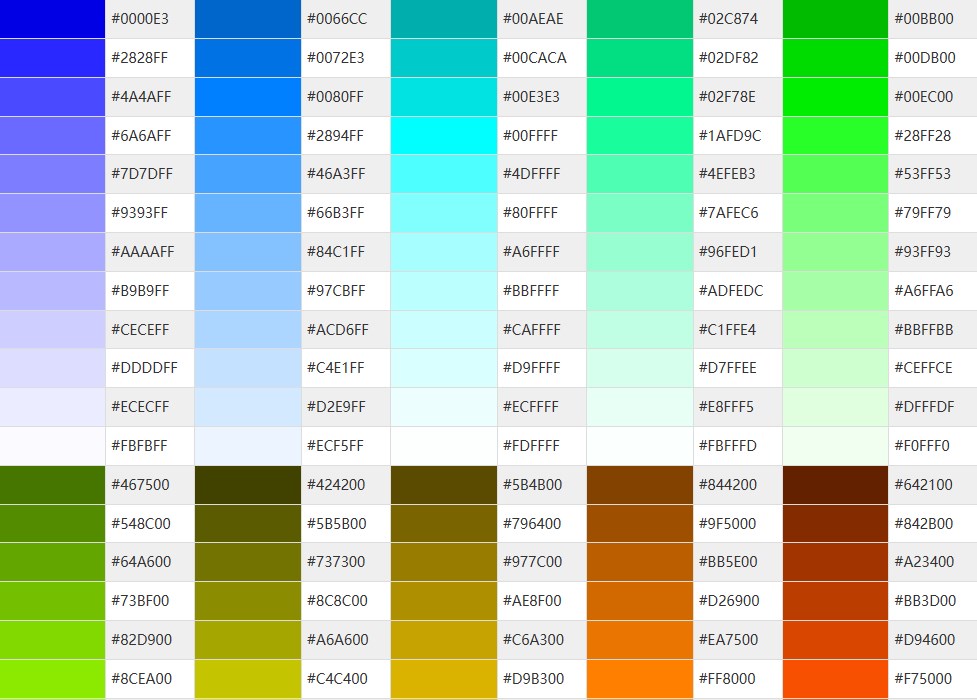 HTML颜色值