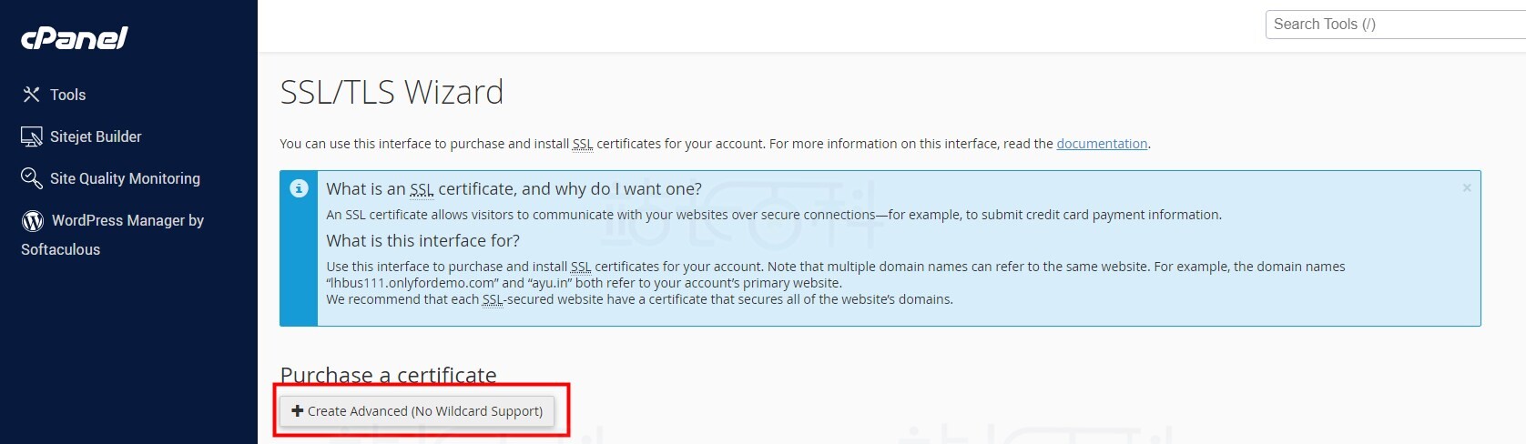 cPanel面板SSL/TLS向导